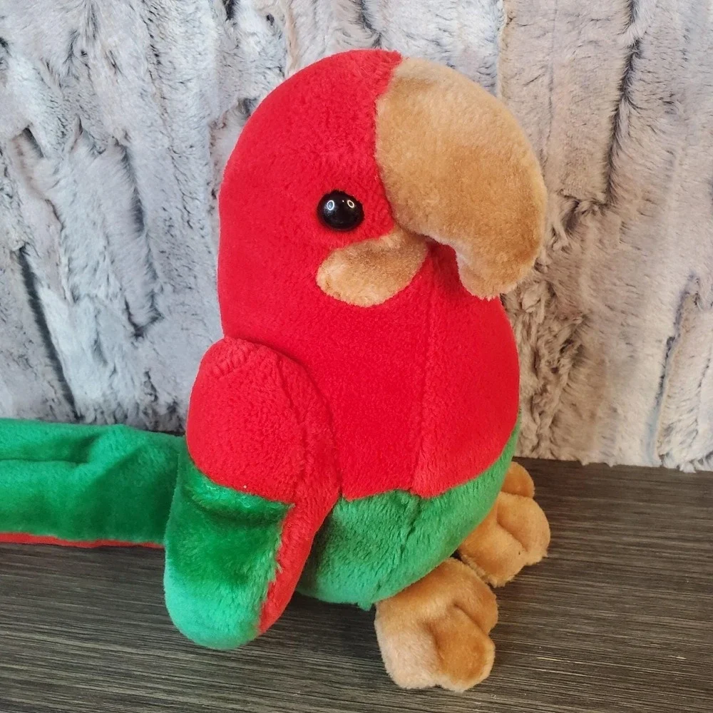 Vintage 1983 Carousel By Guy Red &‎ Green Parrot Love Bird Plush Stuffed Animal